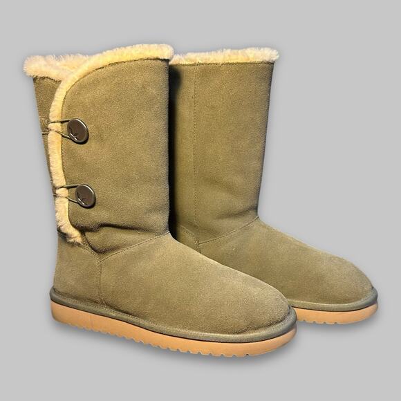 Koolaburra by UGG Women’s Button Tall Suede Shearling Boots - Size 9 - Picture 1 of 6